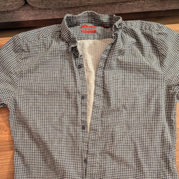 Hugo Boss Short sleeve Button up shirt Black/White - Men's Extra Slim Fit Size S - Picture 1 of 3